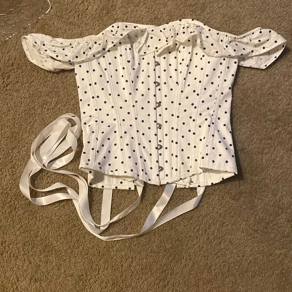 Black and white polka dot Corset Story corset